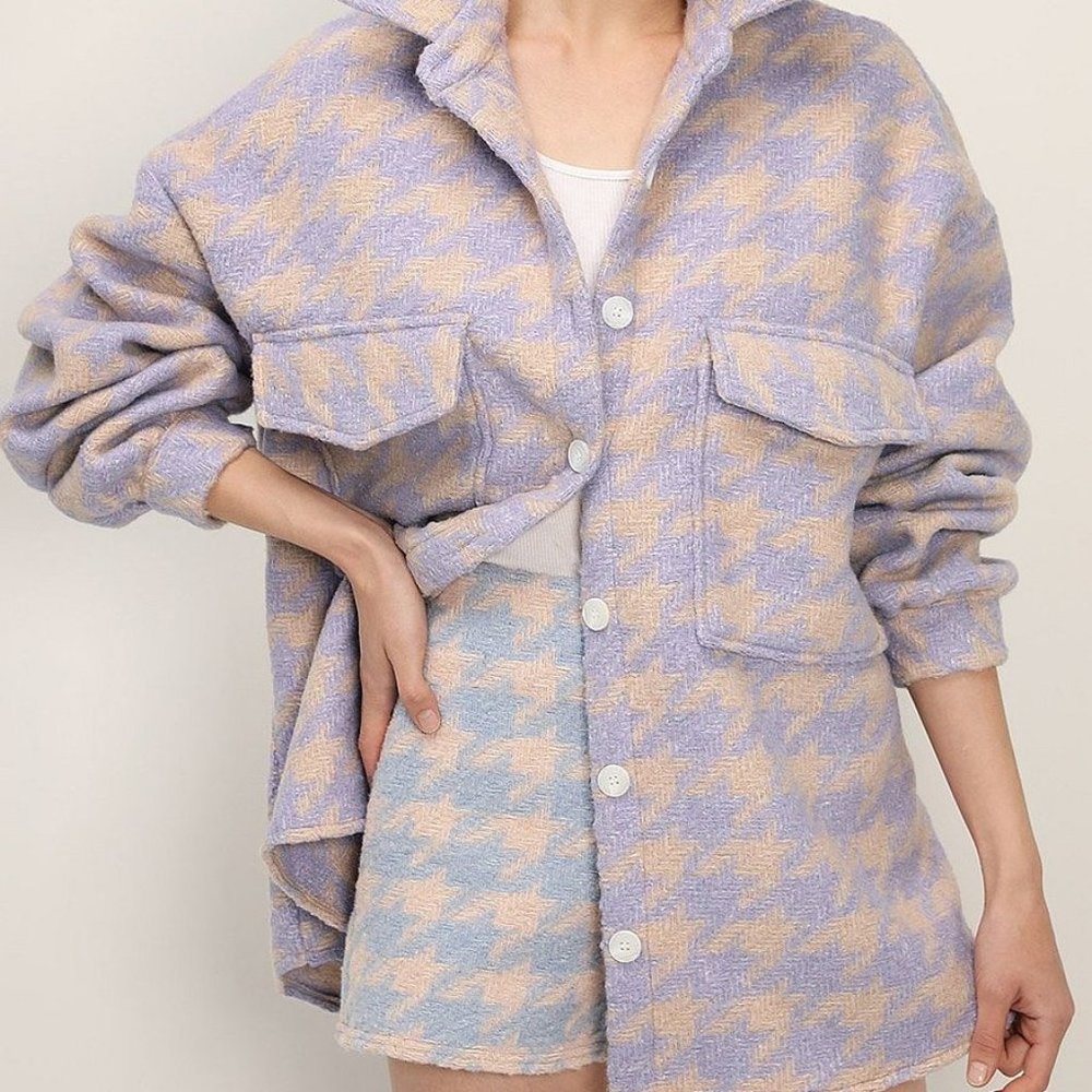 Hannah Houndstooth Shirt Jacket - Lavender
